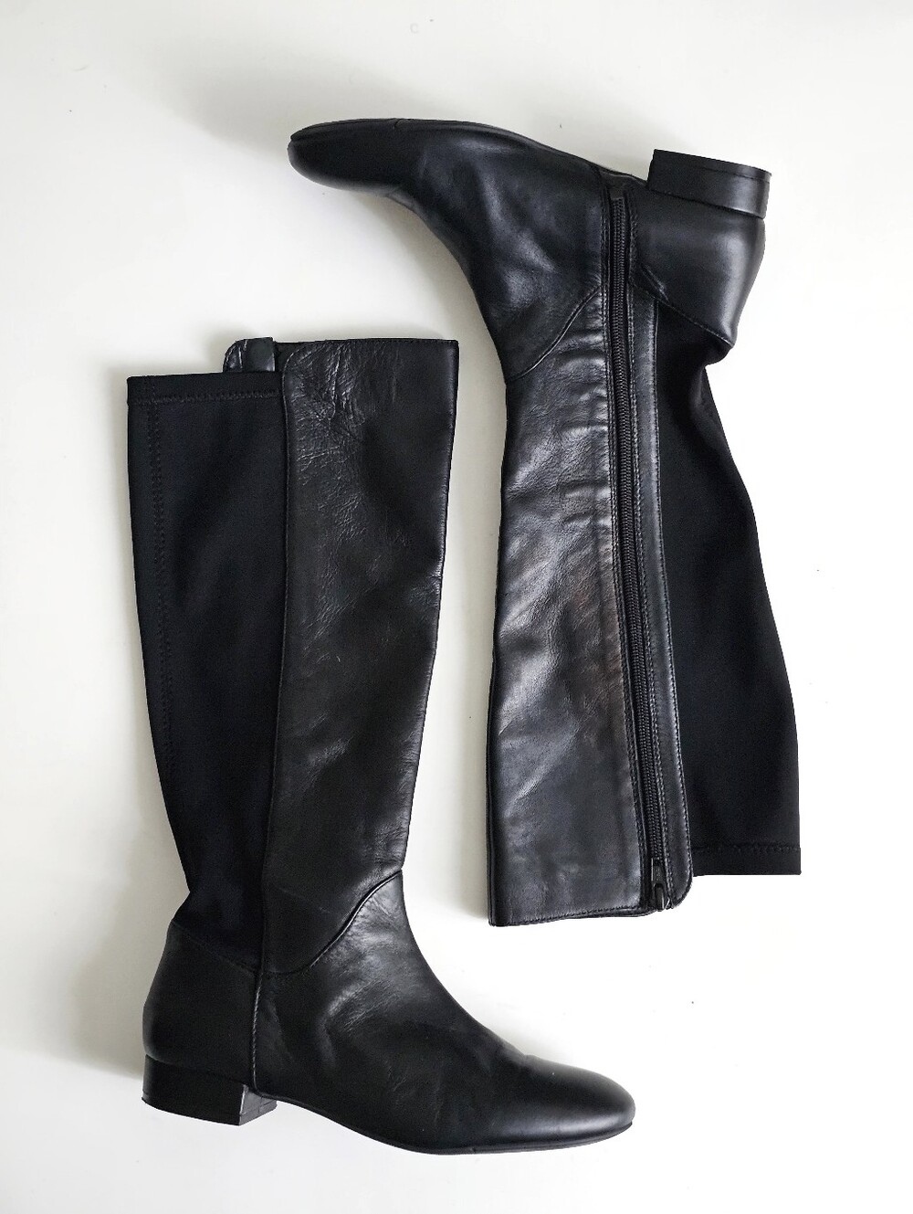 Nine West Paytono Women’s 6.5M Black Leather Stretch Knee High Boots